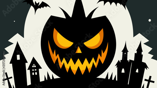 Scary jack o lantern in spooky halloween night