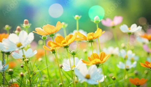 Beautiful Cosmos Flowers in a Vibrant Summer Meadow