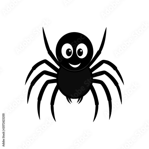 Cartoon spider with eight legs and smile on transparent background