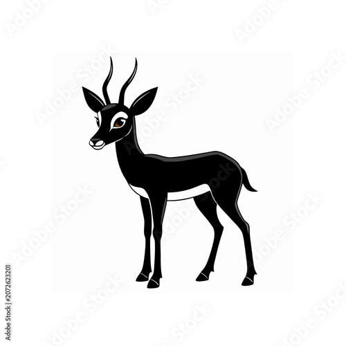 Illustration of a black buck standing still on transparent background