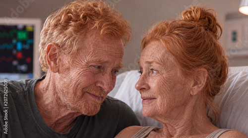 Senior Couple Sharing a Tender Moment in a Hospital Setting