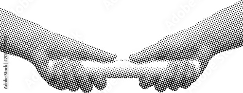 Bild auf Leinwand Two hands passing a relay baton showing teamwork partnership and cooperation iso