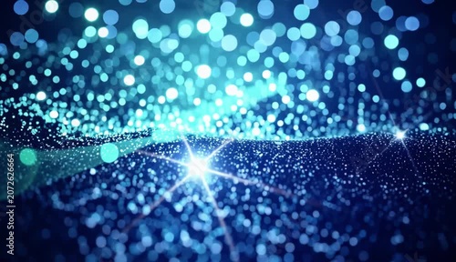 Blue Sparkling Lights Background Abstract Bokeh Glitter Effect