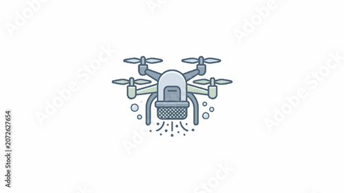 Drones Flying In Air Halftone Delivery Concept