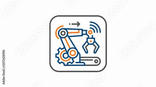 Robotic arm and wireless communication antenna in halftone dot style