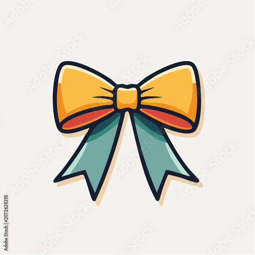 Stylized Yellow and Teal Bow Illustration