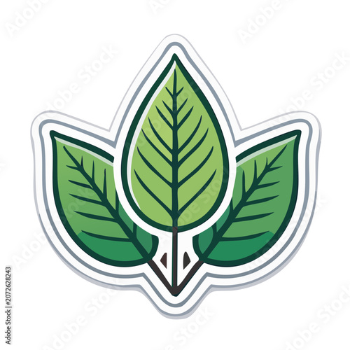 Three Green Leaves Icon on Transparent Background