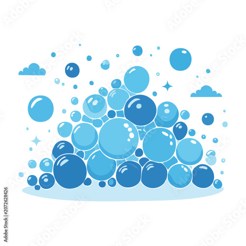 Blue bubbles and clouds illustration