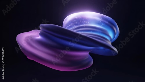 Abstract 3D Rendered Swirl of Vibrant Colors on a Dark Background.