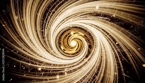 Golden Vortex Spiral Light Trails Abstract Background