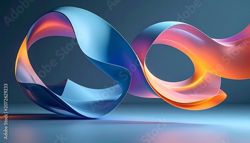 Vibrant abstract sculpture with fluid ribbon-like forms
