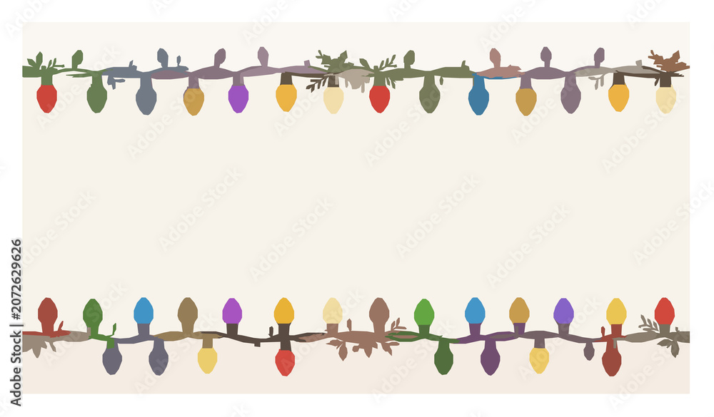 Fototapeta premium Festive Christmas Light String Border Decoration for Holiday Greeting Cards