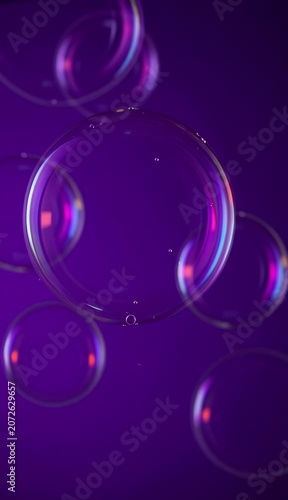 Abstract Purple Background with Floating Bubbles Modern Design iridescent