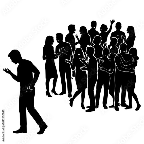 Foto Social isolation and loneliness at a party concept with image represents
