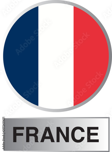 France National Flag Circular Badge with Country Name Label