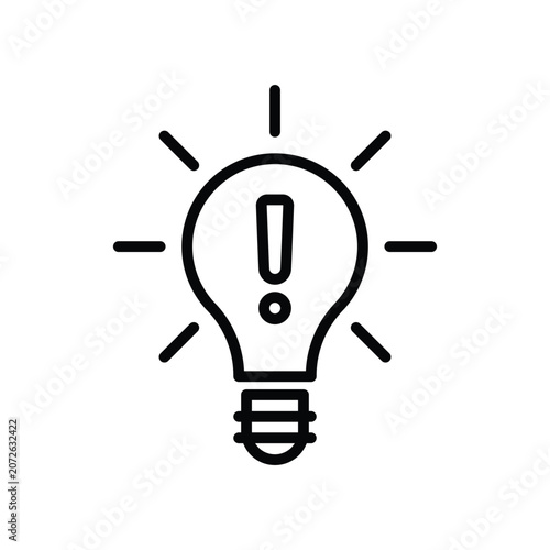 light bulb line like inefficient energy icon. flat simple trend modern non efficient logotype design element isolated on white background. concept of think outside the box or did you know badge