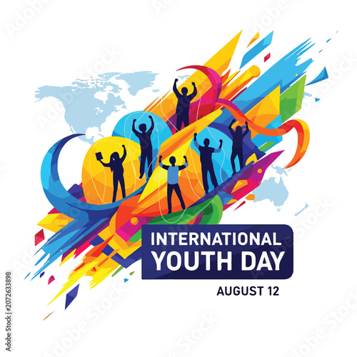 A vibrant poster for International Youth Day on August 12
