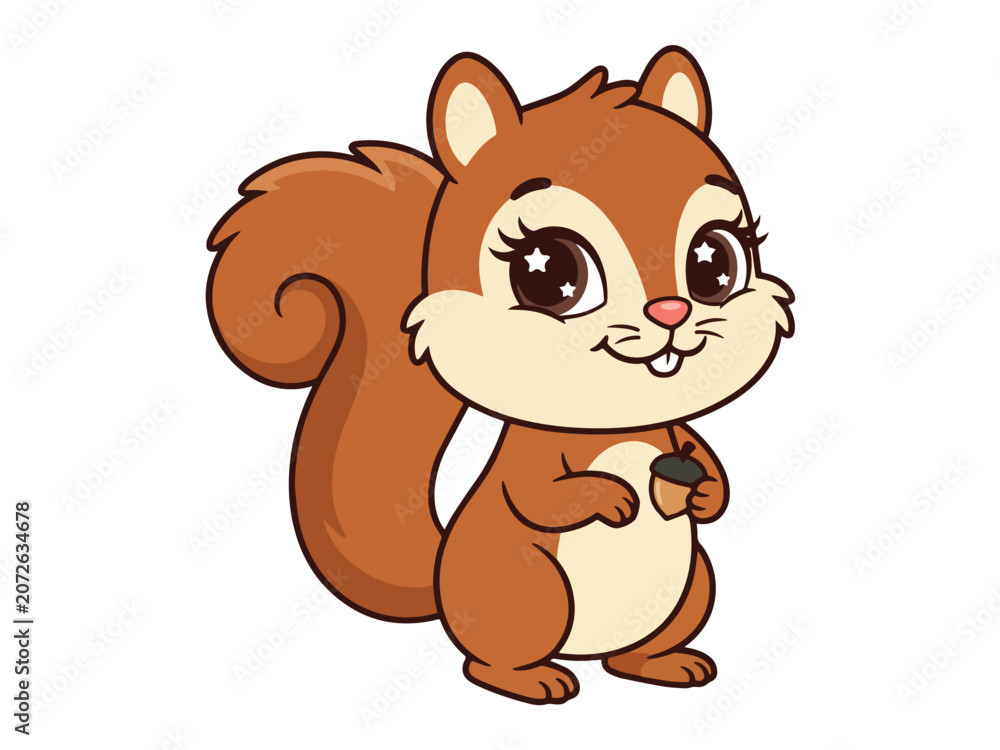 Fototapeta premium Cute Baby Squirrel Cartoon Character Illustration