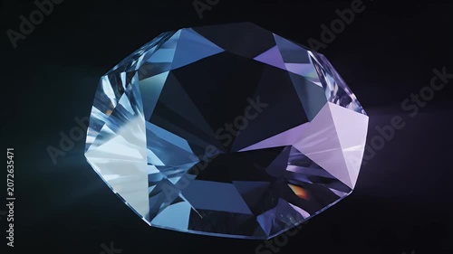Sparkling Diamond Rotating on Black Background, Luxury Gemstone Brilliance.