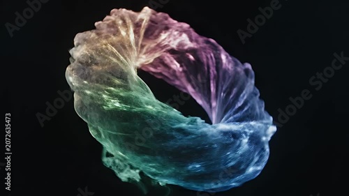 Abstract Colorful Light Ring Rotating on Black Background, Futuristic Energy Flow, Modern Digital Art.