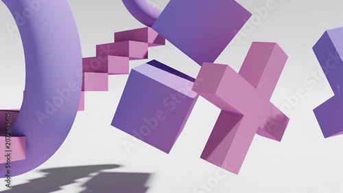 Abstract 3D Render of Gender Symbols and Stairs Representing Equality and Progress.