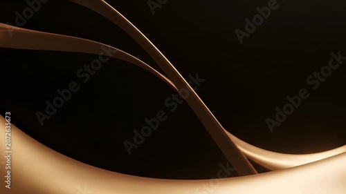 Elegant Flowing Golden Ribbons Abstract Motion Background.