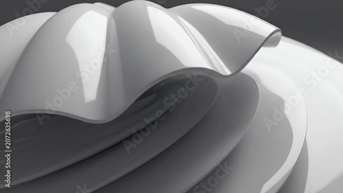 Abstract White Waves Flowing Smoothly in a Hypnotic and Modern Motion Graphic Loop.