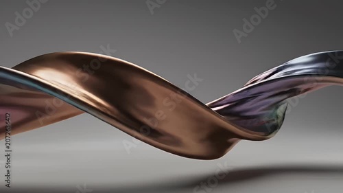 Abstract Flowing Metallic Ribbon Creating Dynamic Visual Effect.