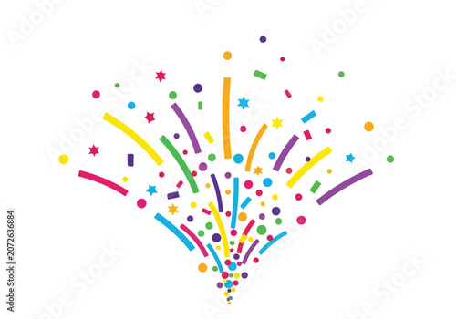 Colorful confetti explosion on white