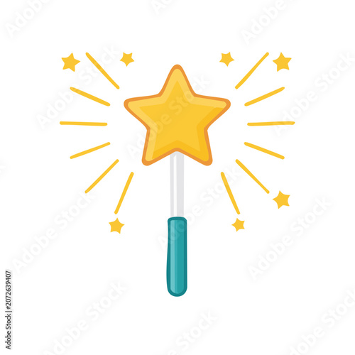 Magic wand with glowing star and sparkles