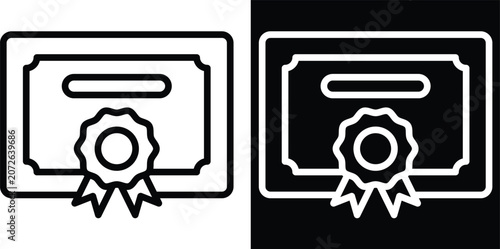Fotografie certification Two-tone version in black and white background