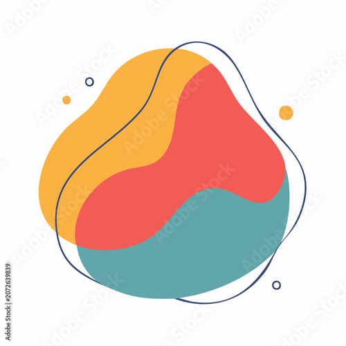 Abstract Organic Shapes with Wavy Lines and Dots