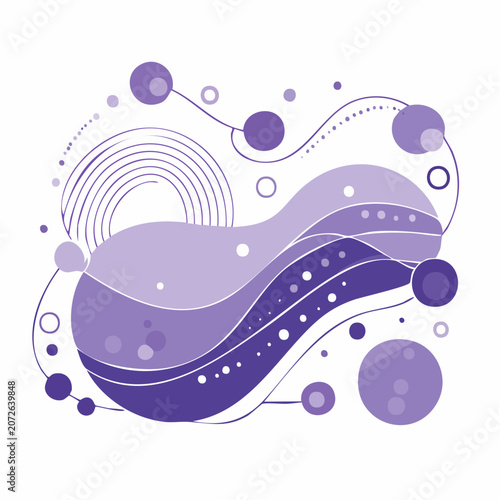 Abstract Purple Fluid Shapes and Circles