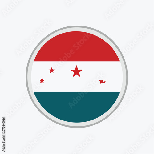Circular Emblem with Red, White, and Teal Stripes and Stars