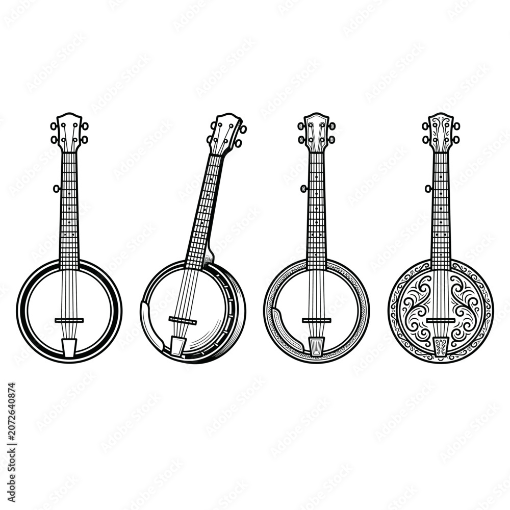 Naklejka premium Banjo Silhouette Collection