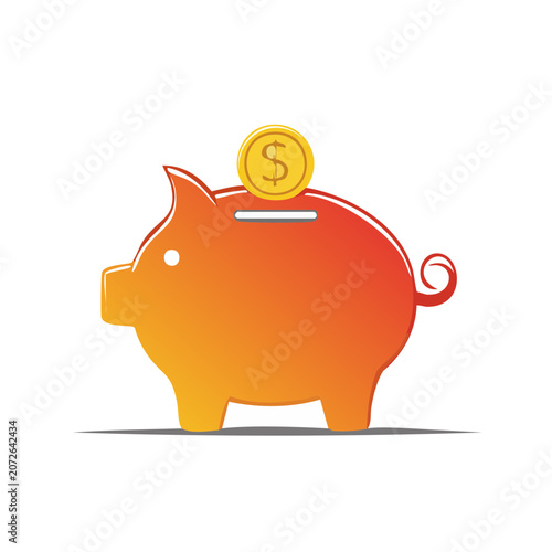 Flat vector illustration of a piggy bank