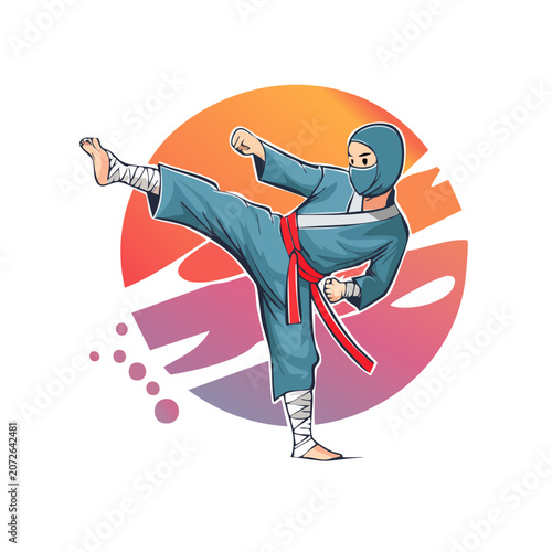 Flat vector illustration of astronaut with rocket
