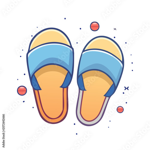 Minimalist blue and orange sneakers vector illustration