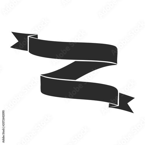 Black diagonal ribbon icon on transparent background