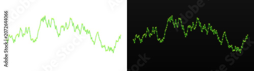 Fotografie PNG image of A vibrant neon green jagged line graph showing fluctuating financia