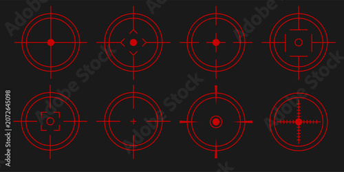 Bild auf Leinwand Collection of red futuristic crosshair reticles