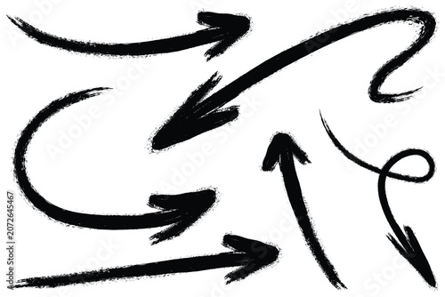 Vector brush stroke arrows pointers directional icons
