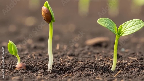 Young plant sprouts emerge from rich soil, illustrating growth and new life