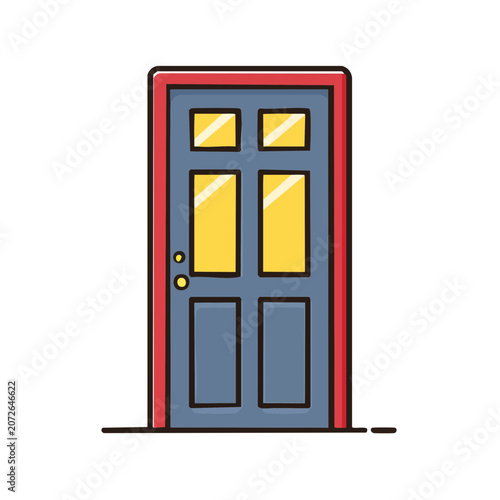 Flat vector illustration of red and blue mailbox