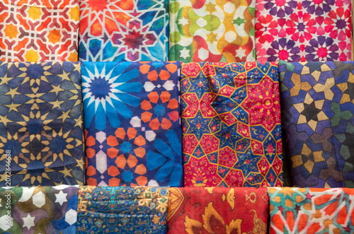 Traditional Moorish design scarfs closeup