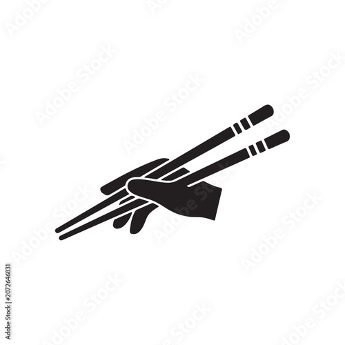Chinese chopsticks silhouette icon vector illustration on white background