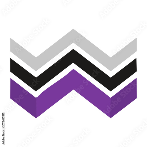 Geometric zigzag pattern in purple black and white