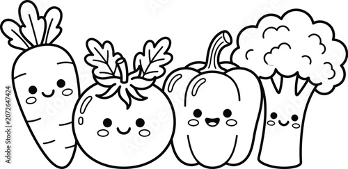 Cute vegetable character illustration isolated vector collection