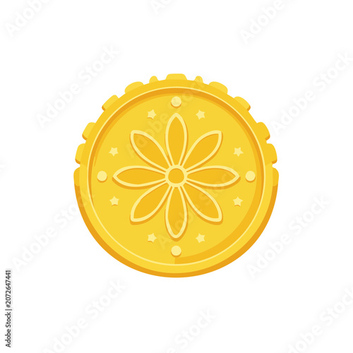 Golden Flower Badge Vector Icon