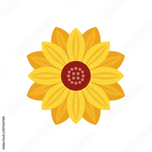 Yellow Sunflower Flat Vector Illustration